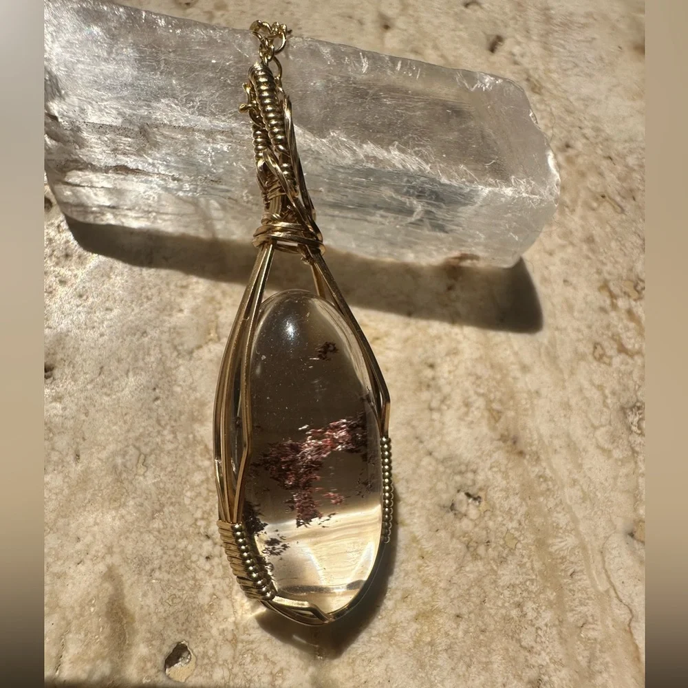 14k Gold Filled Lodolite Garden Quartz Burgundy Inclusions
